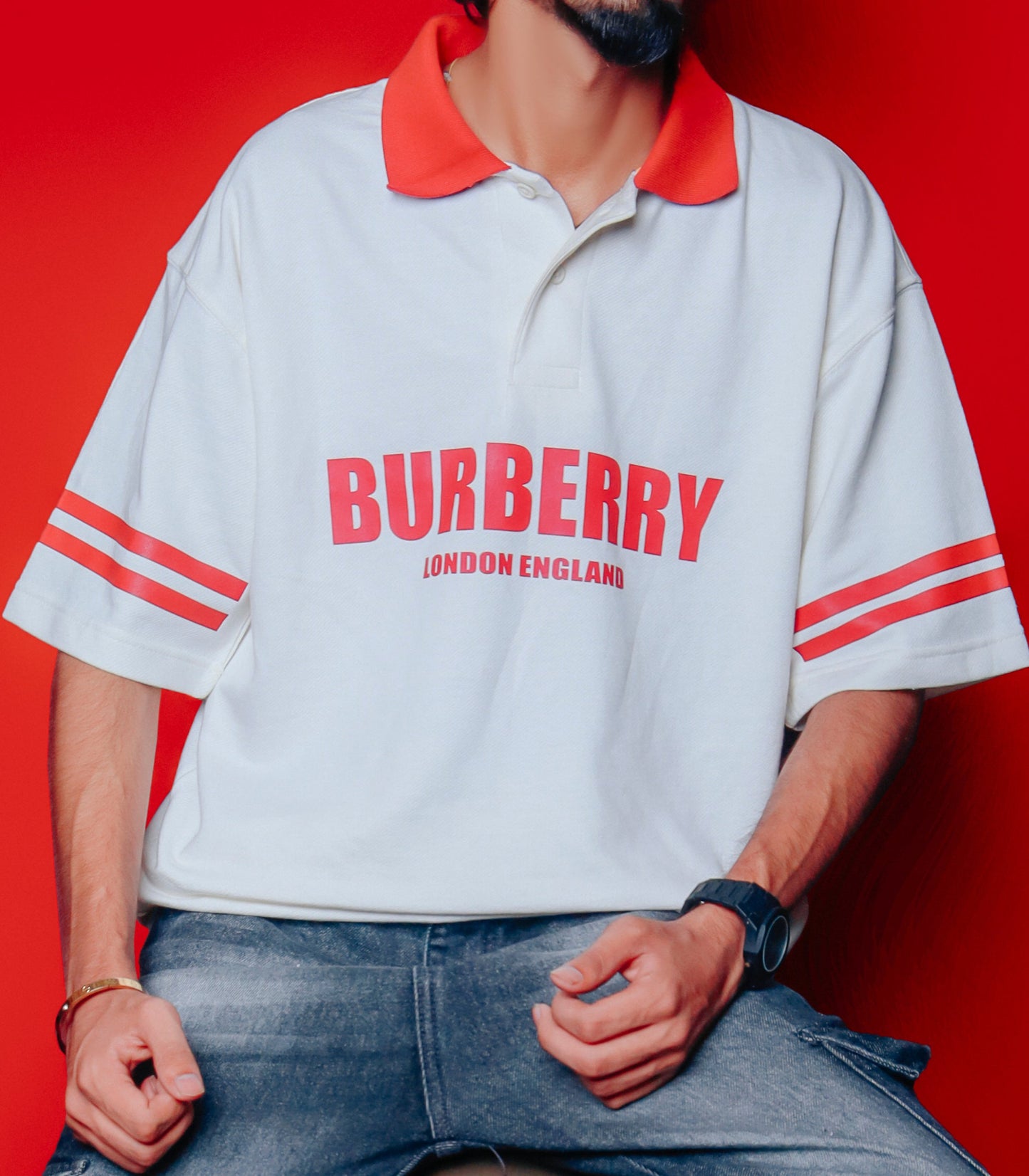 Burberry London Classic Polo Tee Drop shoulder